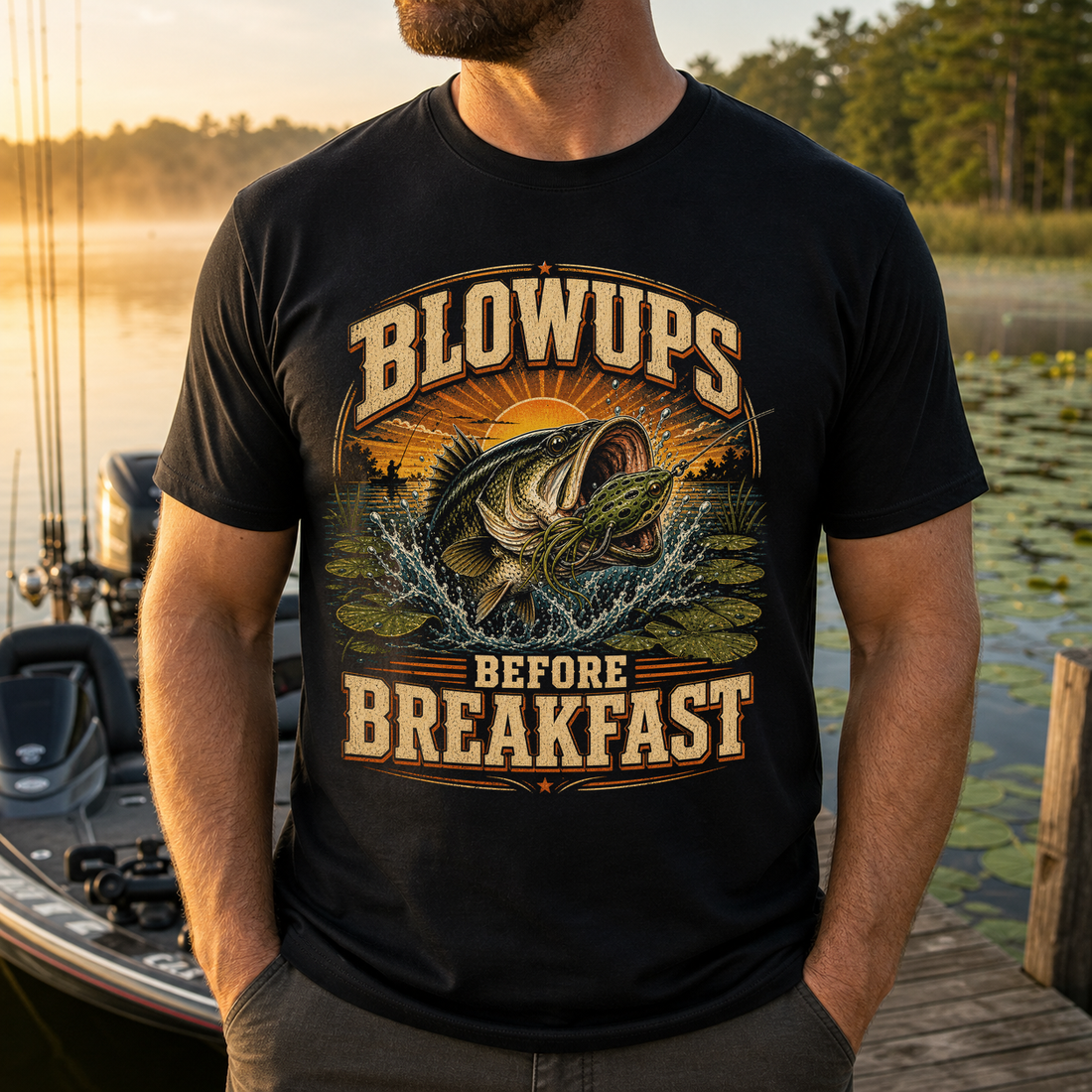 Blowups Before Breakfast Fishing T-Shirt