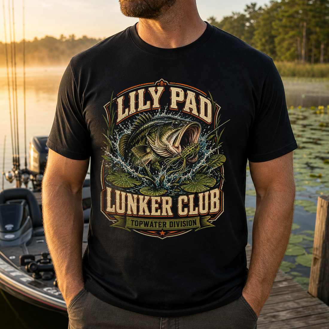 Lily Pad Lunker Club Bass Fishing T-Shirt