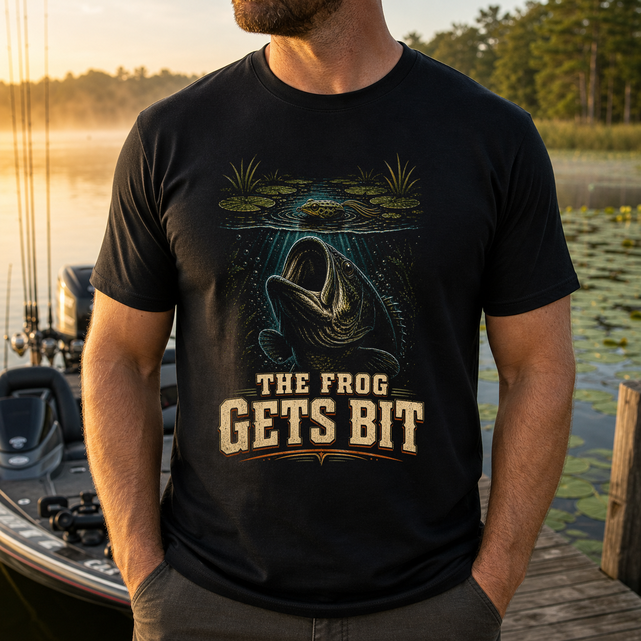 The Frog Gets Bit Bass Fishing T-Shirt
