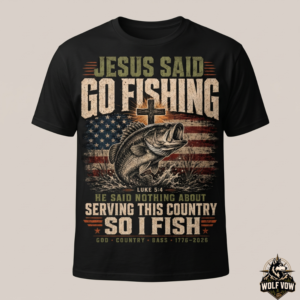 Jesus Said Go Fishing Men’s Christian Bass Fishing T-Shirt