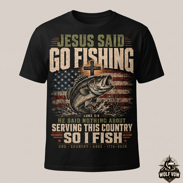 Jesus Said Go Fishing Men’s Christian Bass Fishing T-Shirt