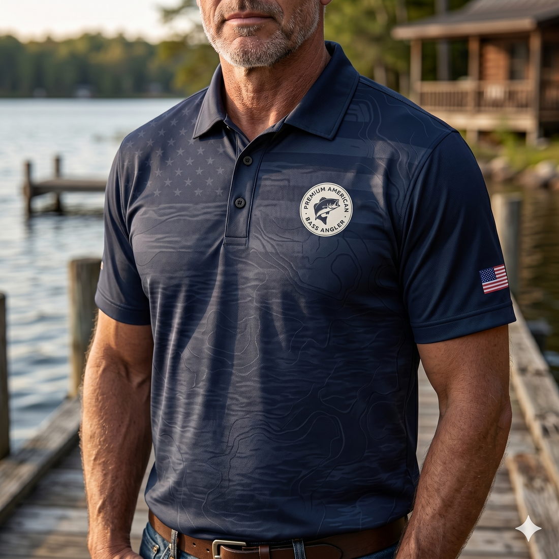 Premium American Bass Angler Men’s Performance Fishing Polo Shirt