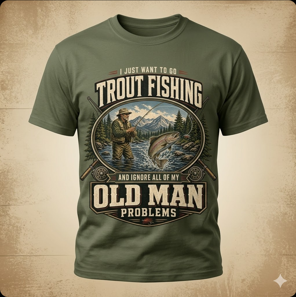 Trout Fishing Old Man Problems T-Shirt