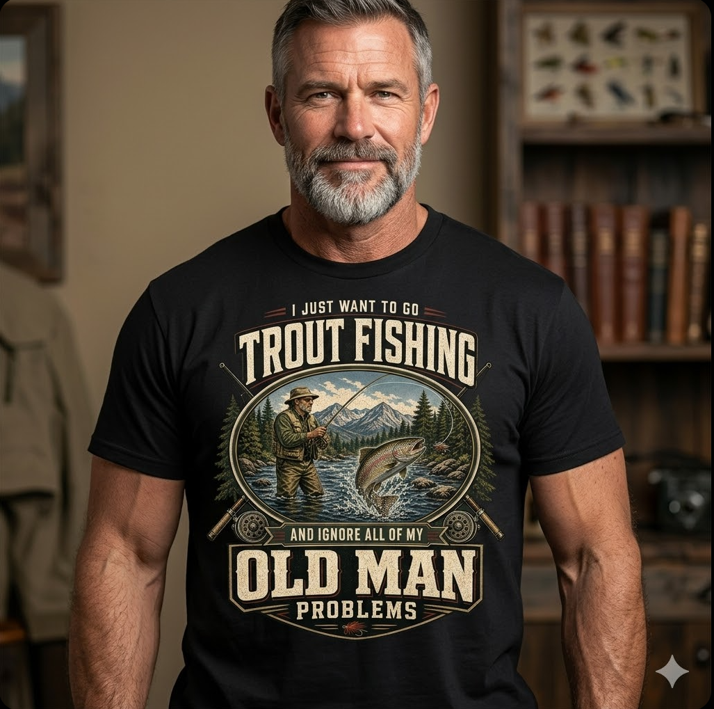 Trout Fishing Old Man Problems T-Shirt